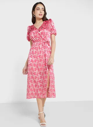 Floral Print Puff Sleeve Dress