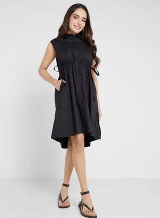 Tie Detail Button Down Shirt Dress