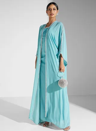 Dress With Embellished Detail & Cape