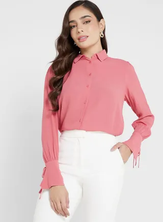 Flute Sleeve Button Down Shirt