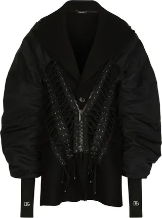 Lace-Up Detailed Bomber Jacket