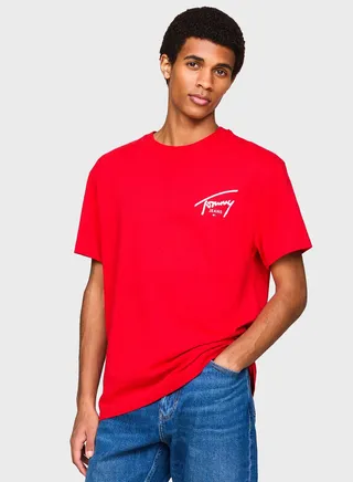 Signature Print Crew Neck T-Shirt