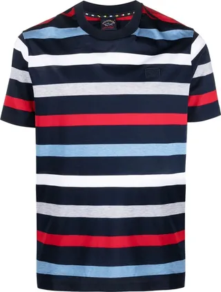 stripe-pattern cotton T-shirt