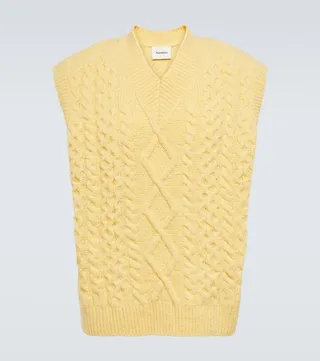 Cable-knit wool-blend sweater vest