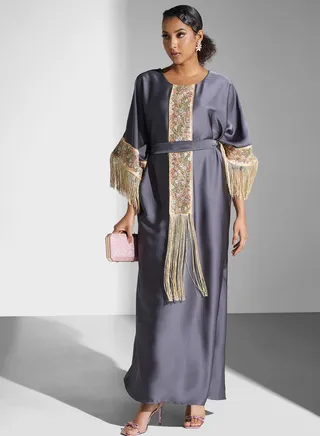 Fringe Embroidered Jalabiya