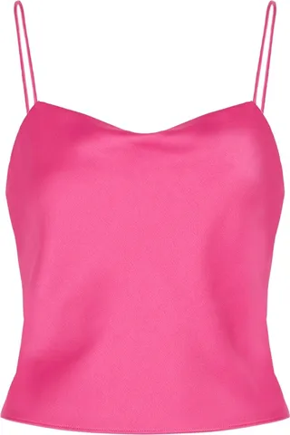 Alice + Olivia Harmon Cropped Satin Camisole Top