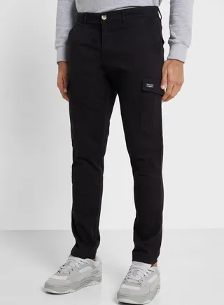 Thomas Scott Men Mid-Rise Smart Slim Fit Easy Wash Cargos Trousers