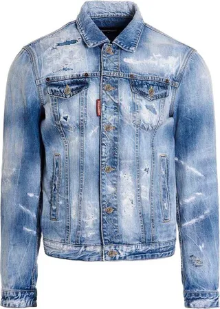 Dsquared2 Distressed Button-Up Denim Jacket