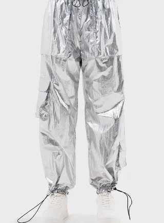 Elenor Wide Leg  Pants (Foil