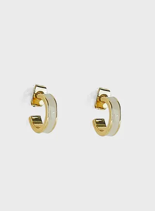 Small Enamel Thin Hoop Earrings