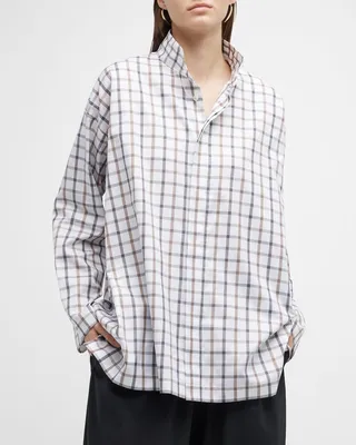 Slim A-Line Double Stand Collar Shirt With Side Insert