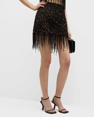 Fernanda Fringe Beaded Mini Skirt