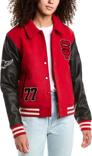 Superdry Mixed Varsity Wool-Blend Bomber Jacket