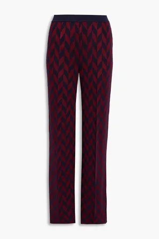 Jacquard-knit wool-blend wide-leg pants