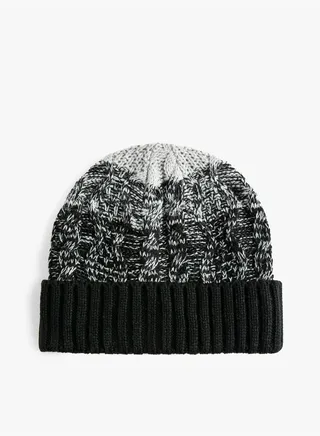Multicolor Folded Detail Knit Beanie