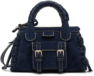 Chloé Navy Mini Suede Edith Bag