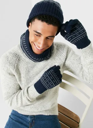 Casual  Knitted Winter Beanie , Glove & Snood Set
