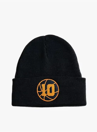 Basic Beanie Basketball Embroidered Folded Detailed