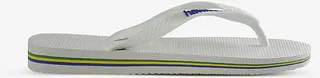 Womens White Brasil-flag and Logo Rubber Flip-flops