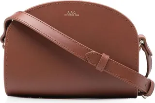 Sac Demi Lune Brown Leather Crossbody Bag With Logo A.p.c Woman