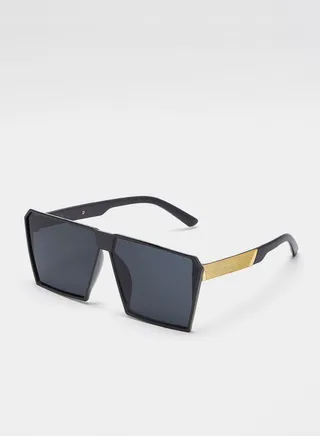 Square Sunglasses with Textured Temple