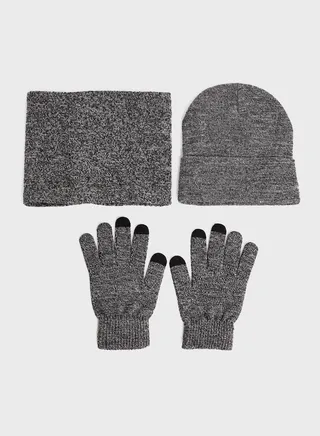 Casual Winter Beanie , Glove & Snood Set