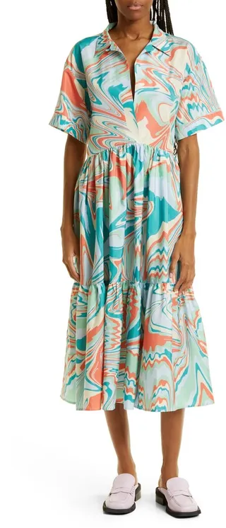 Donni Ruffle Hem Midi Dress