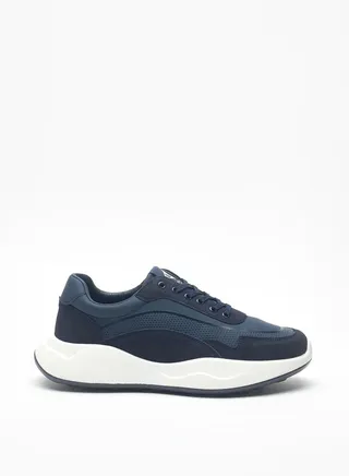 Men's Textured Sneakers with Lace-Up Closure