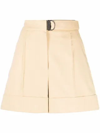Belted High-Waisted Tailored Shorts