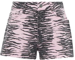 Printed high-rise denim shorts
