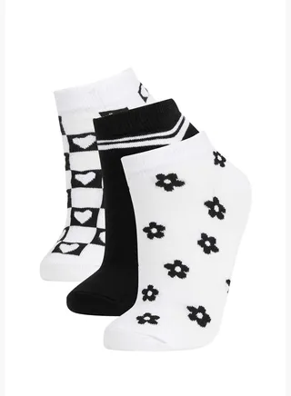 3 Pack Heart & Floral Print Ankle Low Cuts
