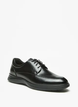 Men's Solid Derby Shoes with Lace-Up Closure