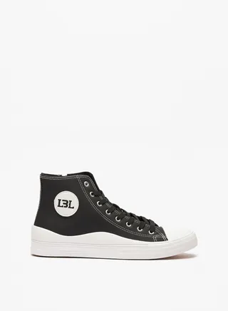 Mens Solid High Top Casual Sneakers With Zip Closure By Shoexpress