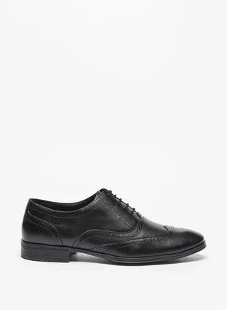 Mens Textured Lace-Up Oxford Shoes