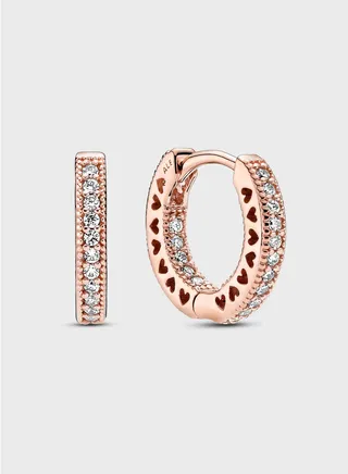 PavÃ© Heart Hoop Earrings