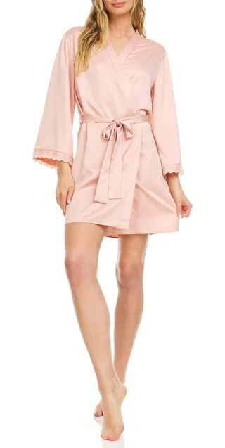 Victoria Lace Trim Charmeuse Wrap