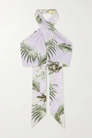 Erdem - Luna Cropped Cotton Halterneck Top - Purple