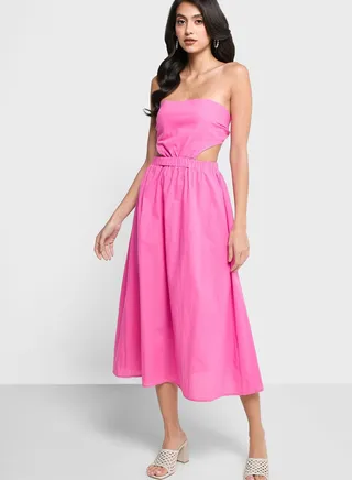 Cutout Waist Off Shoulder Dress