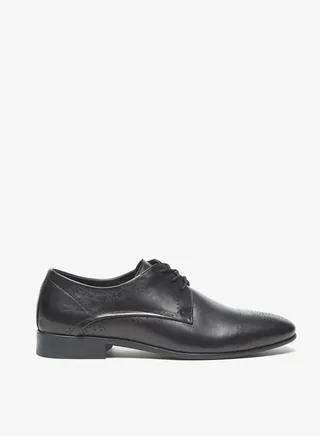 Men Perforated Derby Shoes with Lace-Up Closure
