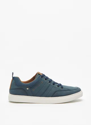 Mens Paneled Casual Sneakers with Lace-Up Closure