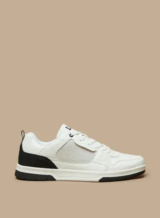 Mens Paneled Casual Sneakers with Lace-Up Closure