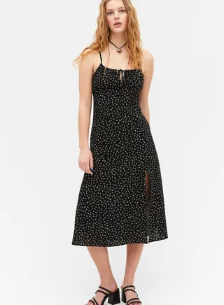 Floral Print Side Slit Dress