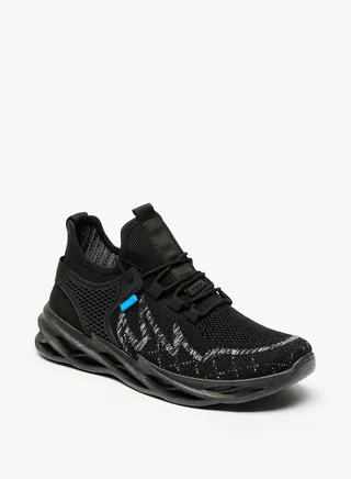 Textured Lace Up Trainers Black