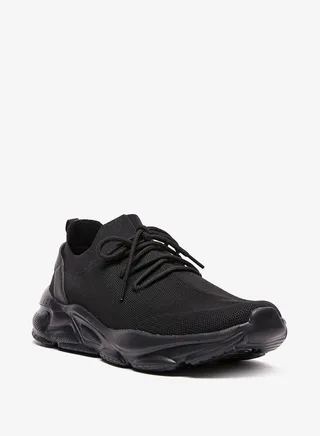 Textured Trainers with Lace-Up Closure
