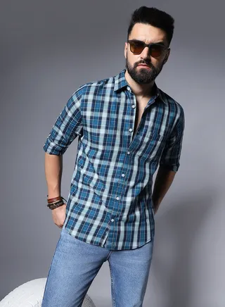 Tartan Checked Pure Cotton Casual Shirt