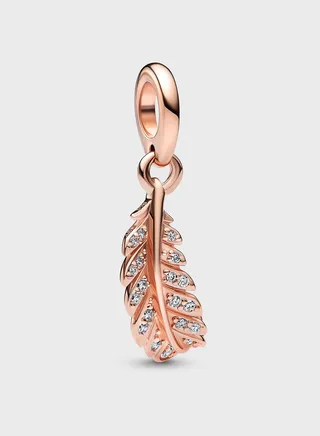Feather Dangle Rose-Gold Plated Charm
