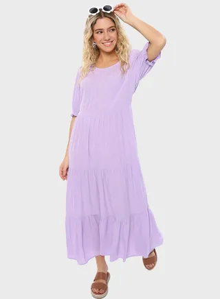 Puff Sleeve Tiered Dress