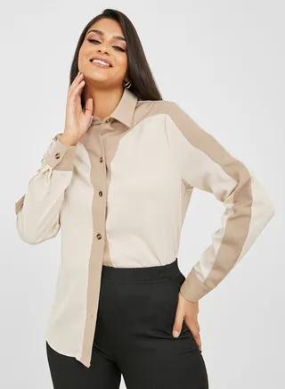 Colorblock Long Sleeve Regular Fit Shirt