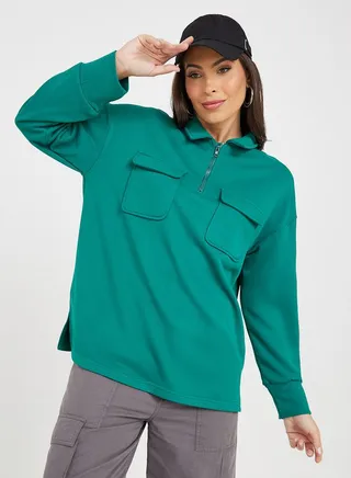 Overhead Luxe Sweat Shirt with Flap Pocket
