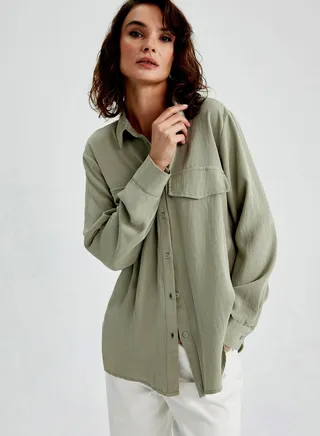 Pocket Detail Button Down Shirt